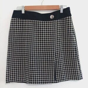 ANN‎ TAYLOR Pencil Skirt sz 6 Black Cream Check Tweed Boucle Lined Office Siren